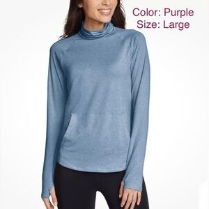 Eddie Bauer Funnel Neck Long Sleeve Top Kangaroo Pocket Purple Women's Shirt